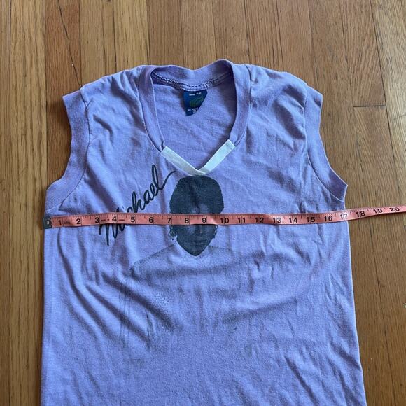 80s Vintage Michael Jackson Purple Single Stitch Muscle T Shirt - Picture 6 of 9